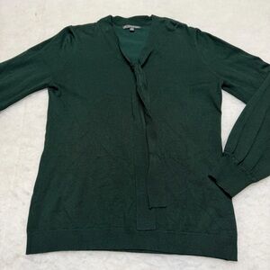 Adrianna Papell Dark Green Pullover Sweater V-neck Ties Fine Knit Size Medium